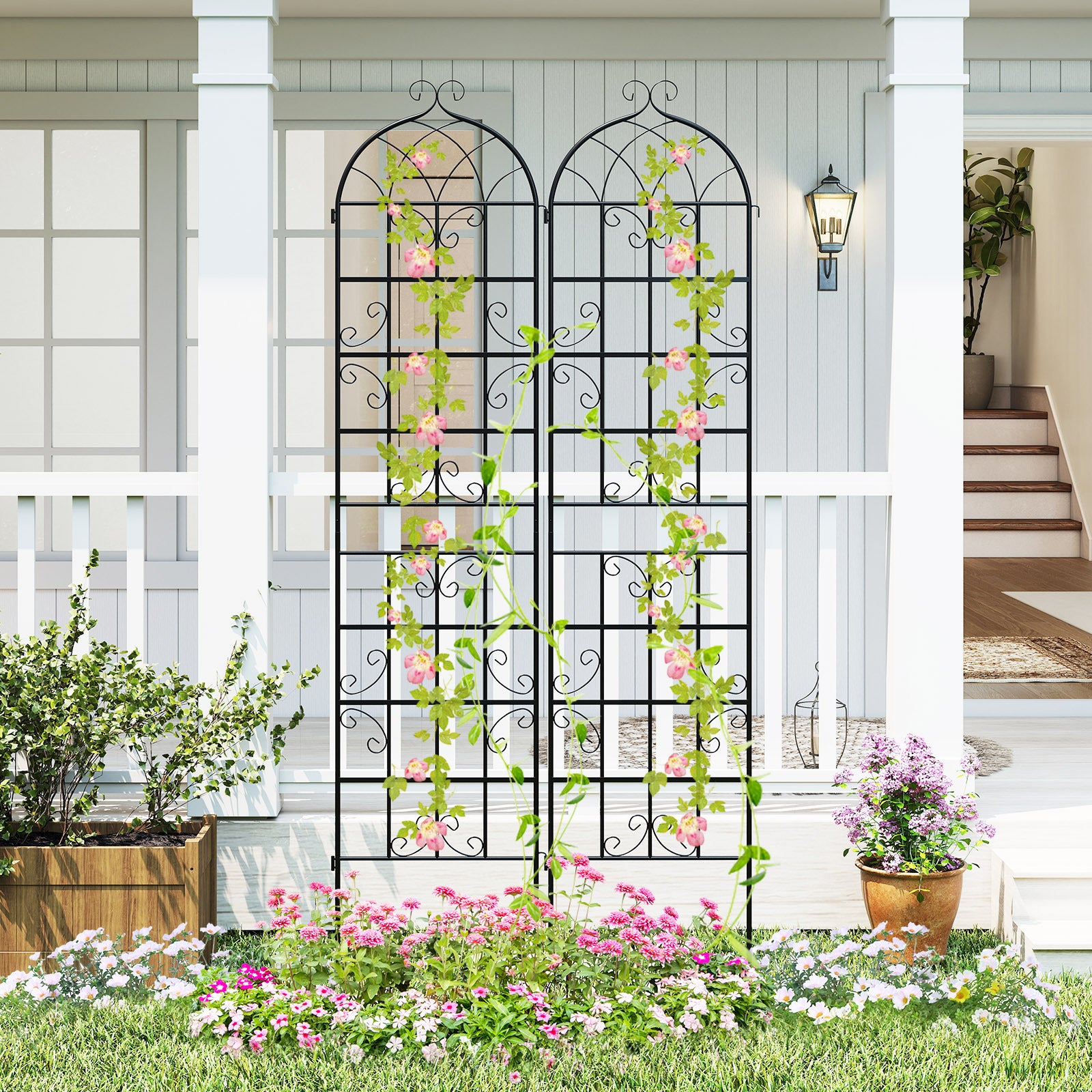 4 Pack 50 x 218 cm Metal Garden Trellis for Outdoor Climbing Plants