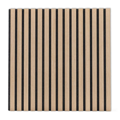 4 Pack Acoustic Panels for Walls 60 x 60 cm Sound Absorbing Panel with 15 Wooden Slats-Natural
