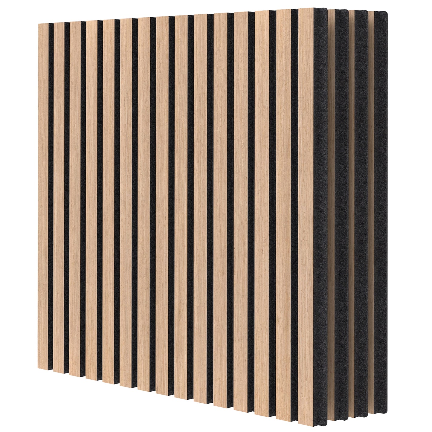 4 Pack Acoustic Panels for Walls 60 x 60 cm Sound Absorbing Panel with 15 Wooden Slats-Natural