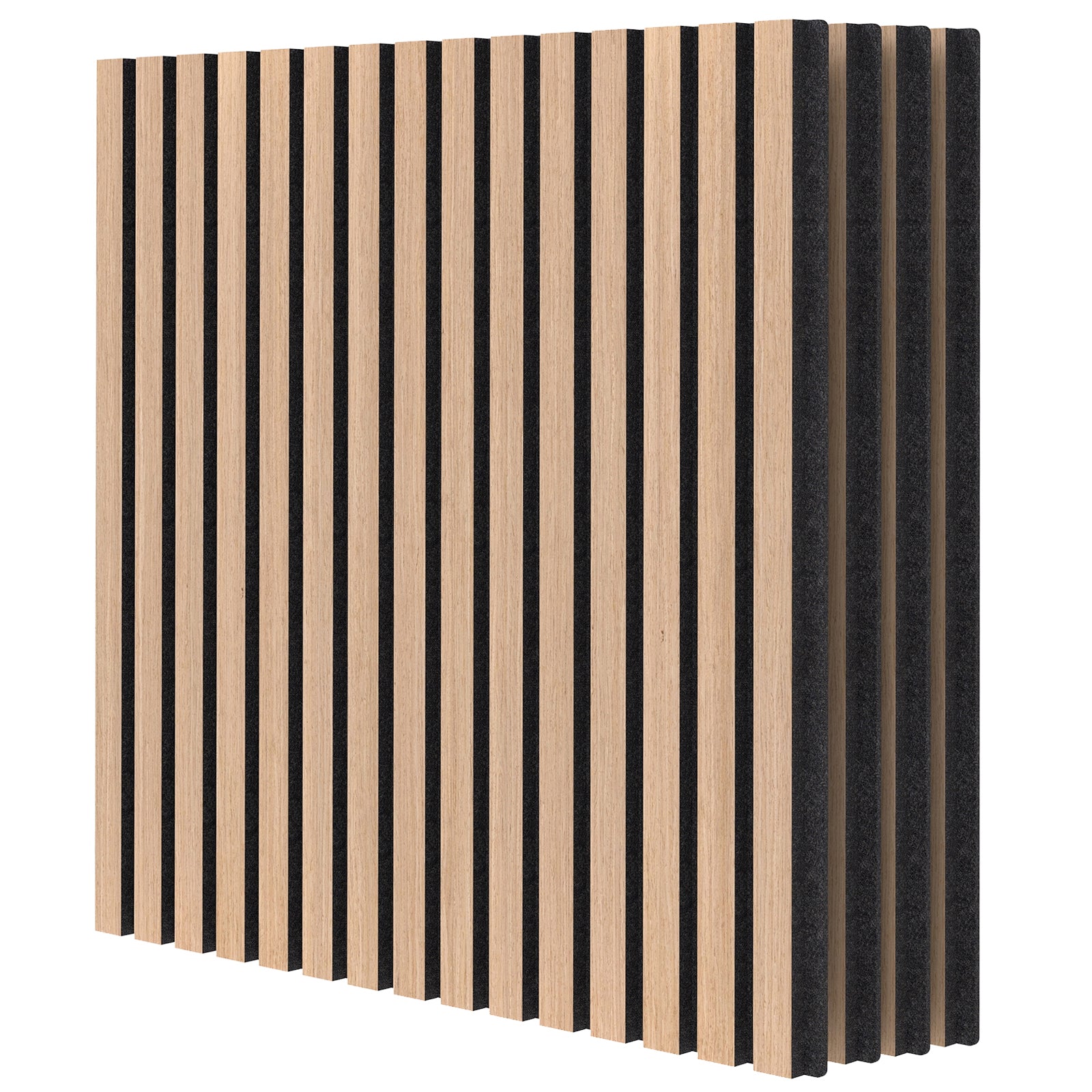 4 Pack Acoustic Panels for Walls 60 x 60 cm Sound Absorbing Panel with 15 Wooden Slats-Natural