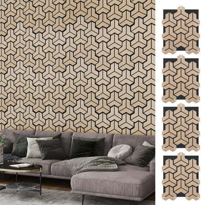4 Pack Acoustic Panels for Walls 83 x 65 cm Sound Absorbing Panel-Natural