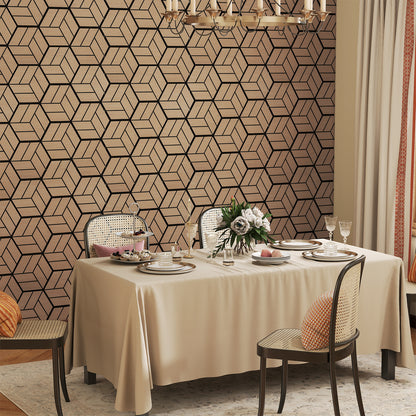 4 Pack Acoustic Panels for Walls Sound Absorbing Panel with 9 Hexagonal Wooden Boards-Natural