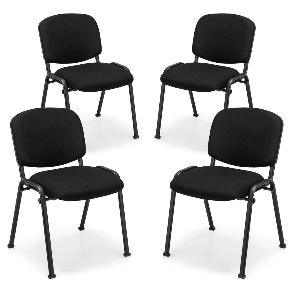 4-Pack Conference Chair Set with Metal Frame and Padded Cushion-Black