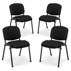 4-Pack Conference Chair Set with Metal Frame and Padded Cushion-Black