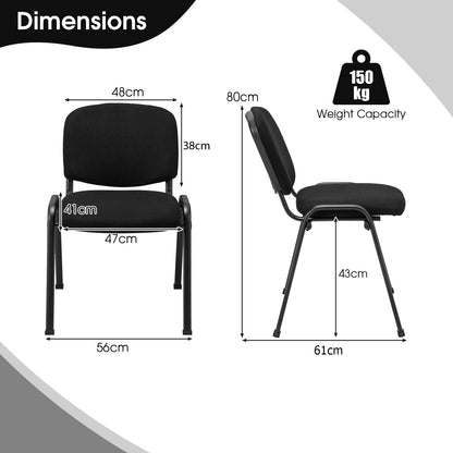 4-Pack Conference Chair Set with Metal Frame and Padded Cushion-Black