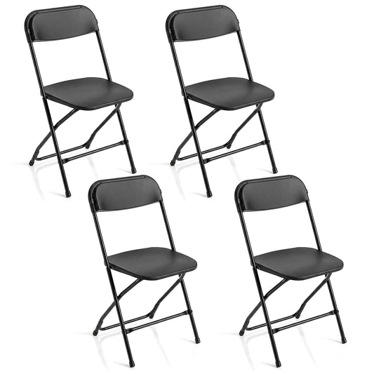 4 Pack Folding Chairs with Heavy Duty Metal Frame for Home-Black