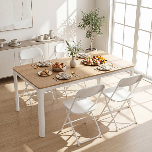 4 Pack Folding Chairs with Heavy Duty Metal Frame for Home-White