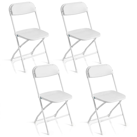 4 Pack Folding Chairs with Heavy Duty Metal Frame for Home-White