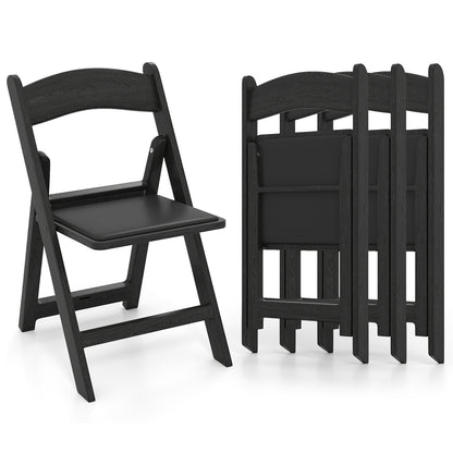 4 Pack Resin Folding Chairs with Padded Seat Cushion-Black