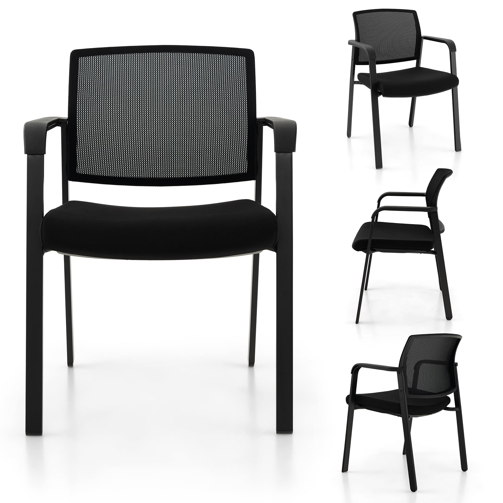4-Pack Office Conference Chair Set Mesh Guest Reception Stack Chairs