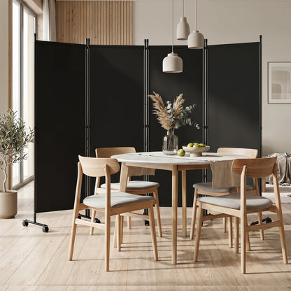 4-Panel Room Divider 173 CM Tall Folding Privacy Screen-Black