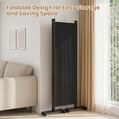 4-Panel Room Divider 173 CM Tall Folding Privacy Screen-Black