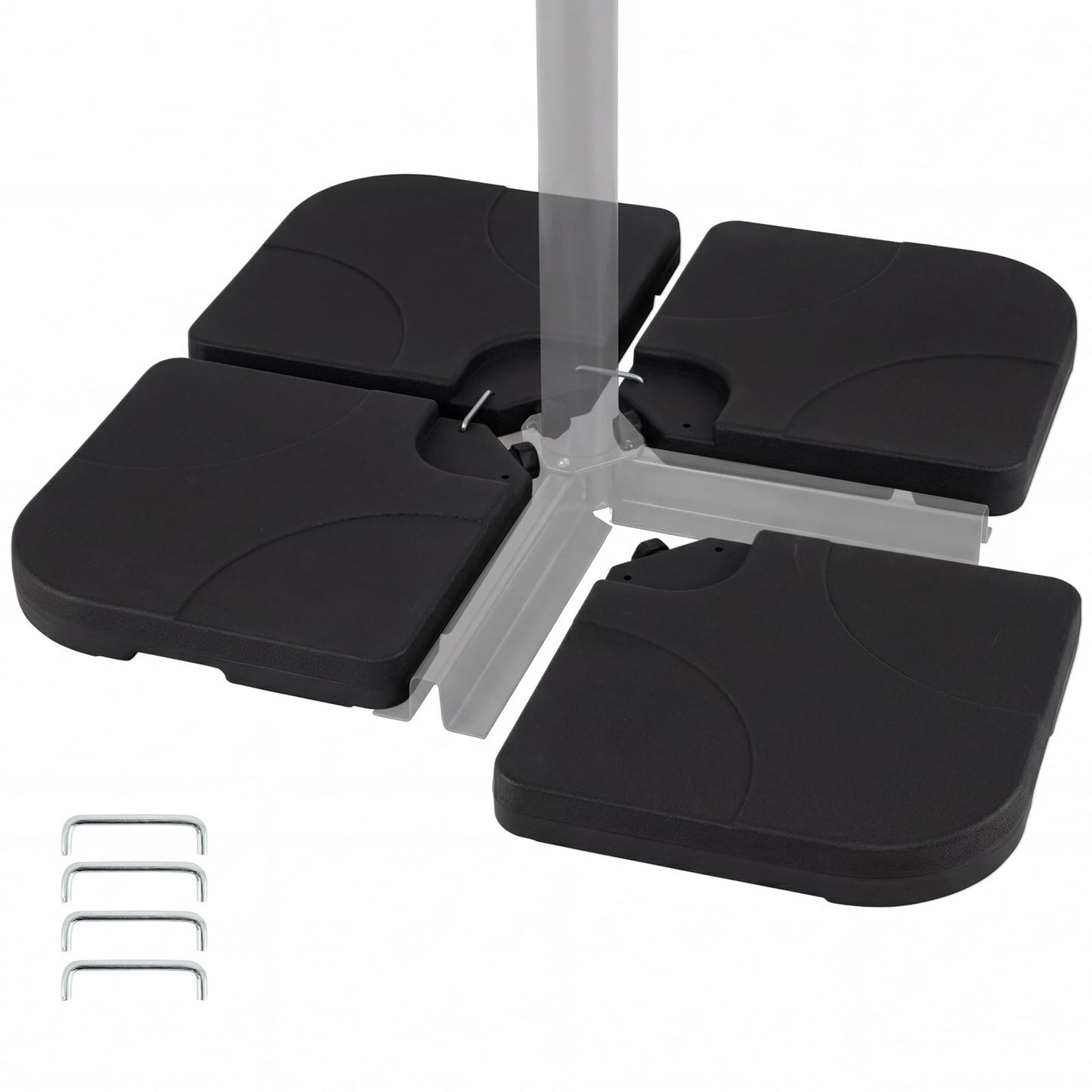 4-Piece 72 KG Heavy-Duty Cantilever Offset Patio Market Umbrella Base-Black