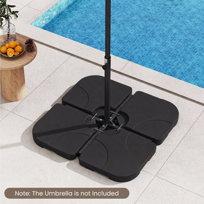 4-Piece 72 KG Heavy-Duty Cantilever Offset Patio Market Umbrella Base-Black