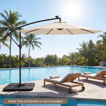 4-Piece 72 KG Heavy-Duty Cantilever Offset Patio Market Umbrella Base-Black