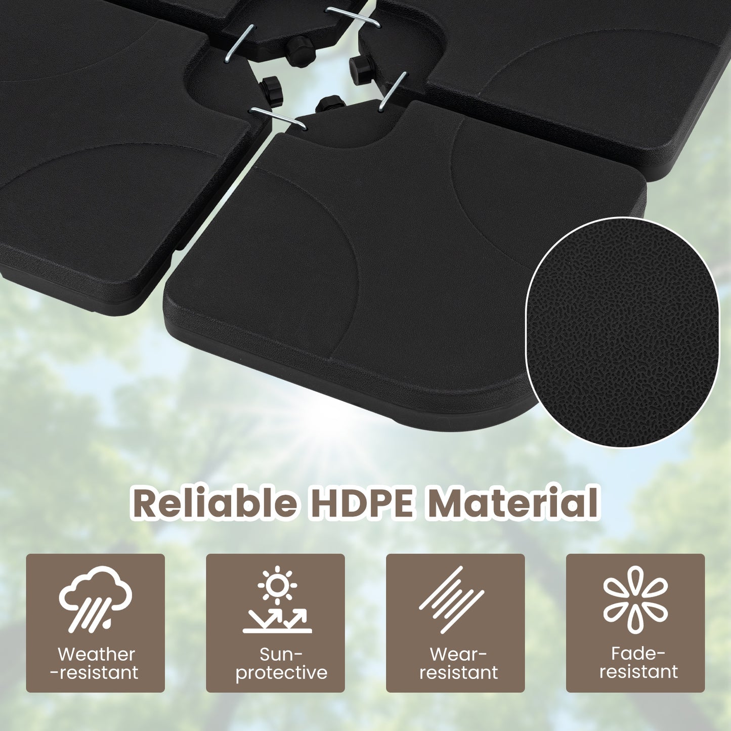 4-Piece 72 KG Heavy-Duty Cantilever Offset Patio Market Umbrella Base-Black