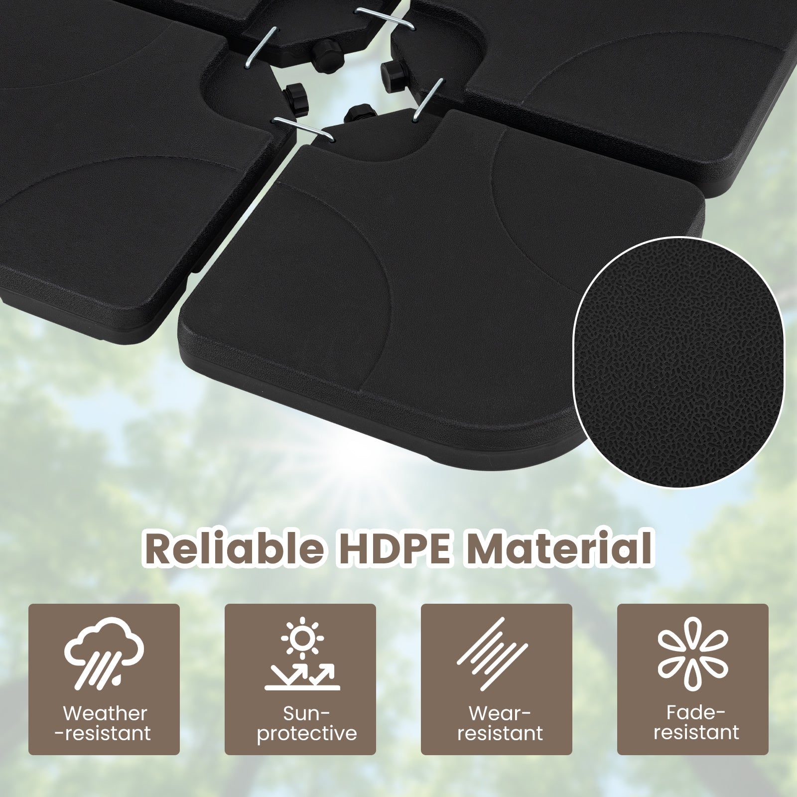 4-Piece 72 KG Heavy-Duty Cantilever Offset Patio Market Umbrella Base-Black