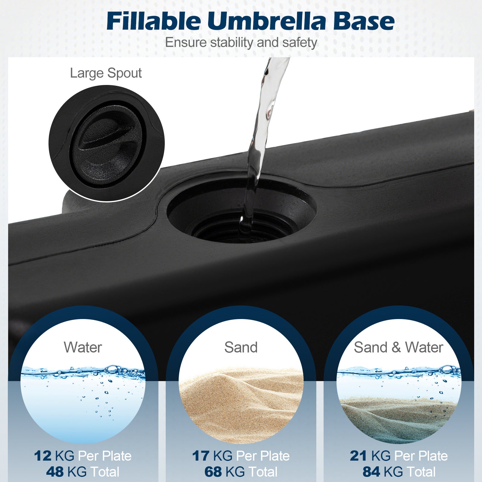 4-Piece 84 kg Heavy Duty Cantilever Offset Patio Umbrella Base-Black