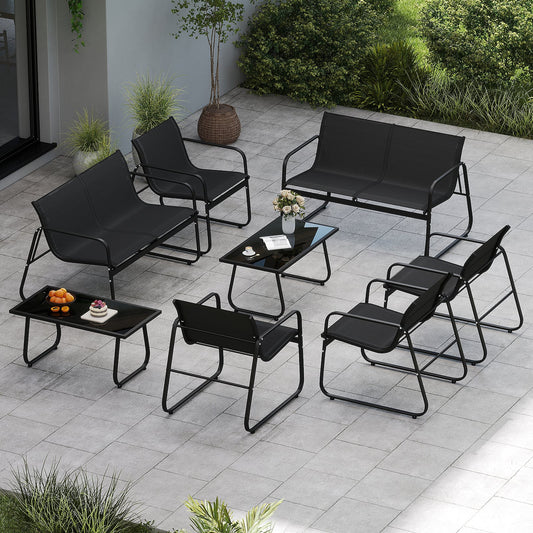 4 Piece Outdoor Furniture Set Patio Metal Conversation Chair Coffee Table