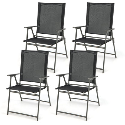 4 Piece Patio Folding Dining Chair Set for Garden Backyard-Black