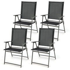 4 Piece Patio Folding Dining Chair Set for Garden Backyard-Black