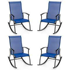 4 Pieces Outdoor Rocking Chairs with Breathable Backrest-Navy