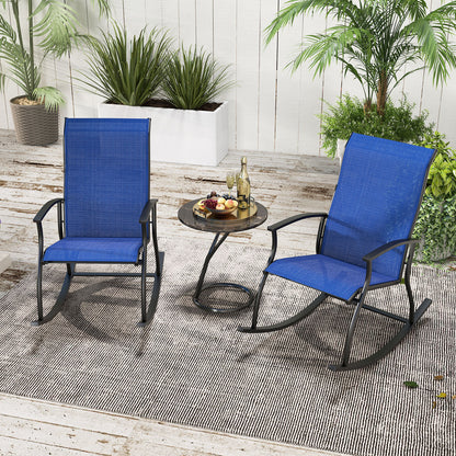 4 Pieces Outdoor Rocking Chairs with Breathable Backrest-Navy