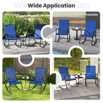 4 Pieces Outdoor Rocking Chairs with Breathable Backrest-Navy