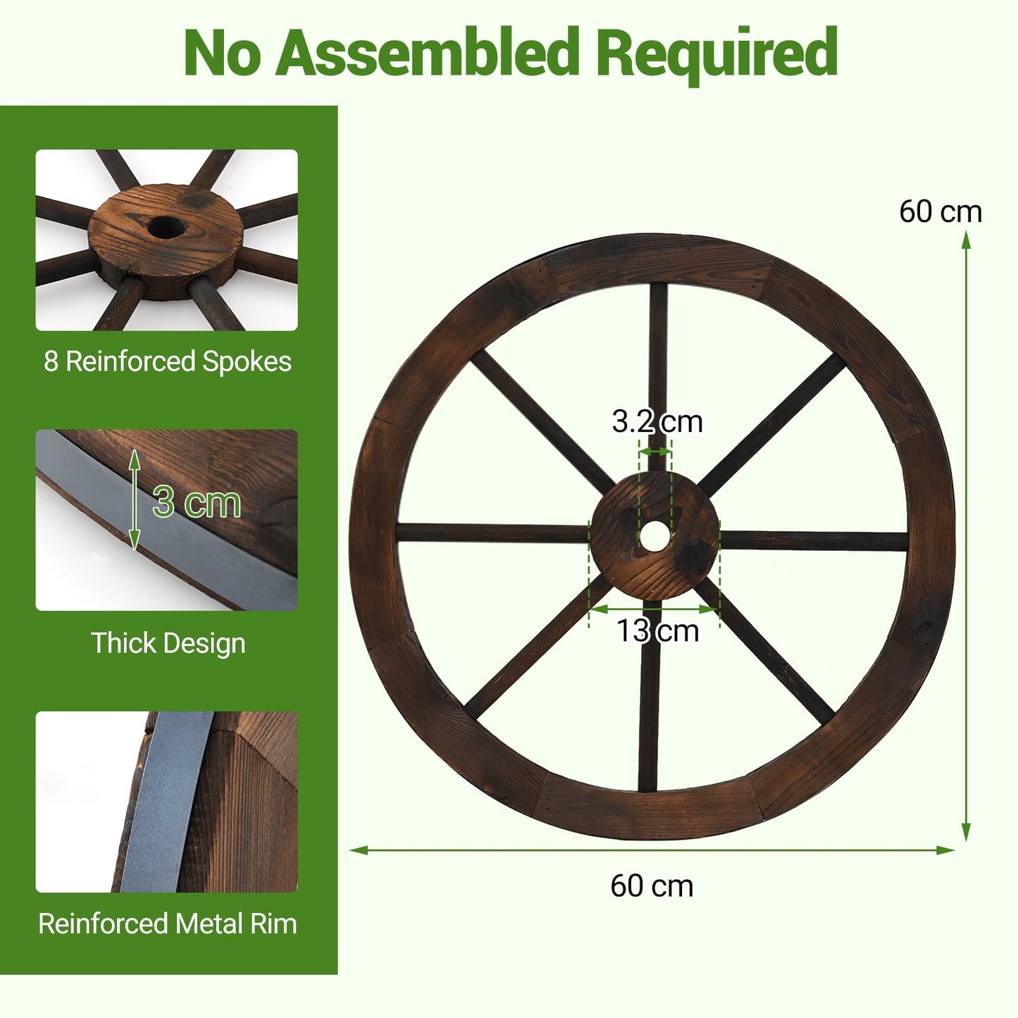 4 Pieces Rustic Wood Wagon Wheels for Party Bar Garage Home Garden