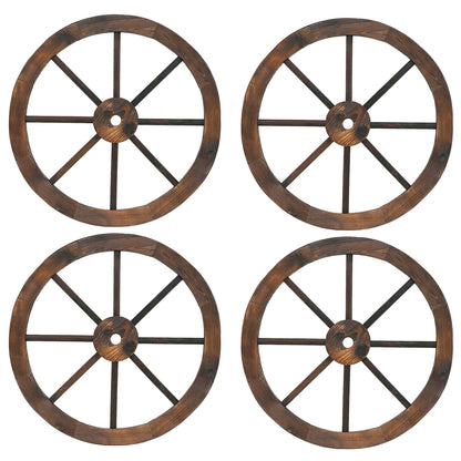 4 Pieces Rustic Wood Wagon Wheels for Party Bar Garage Home Garden