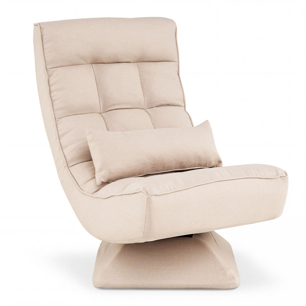 4-Position Adjustable Floor Chair with Swivel Base-Beige