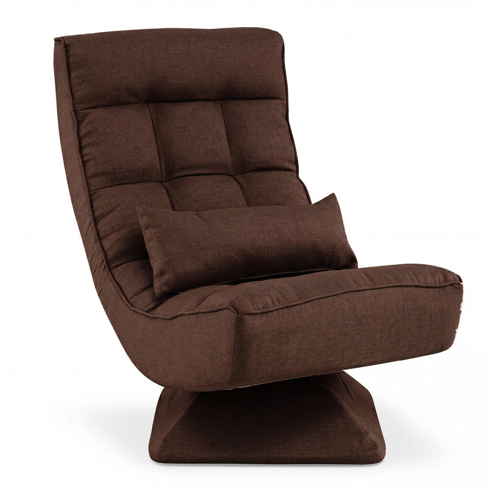 4-Position Adjustable Floor Chair with Swivel Base-Brown