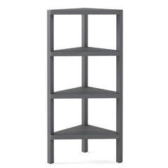 4-Tier Corner Shelf Stand with Open Slatted Shelves-Grey