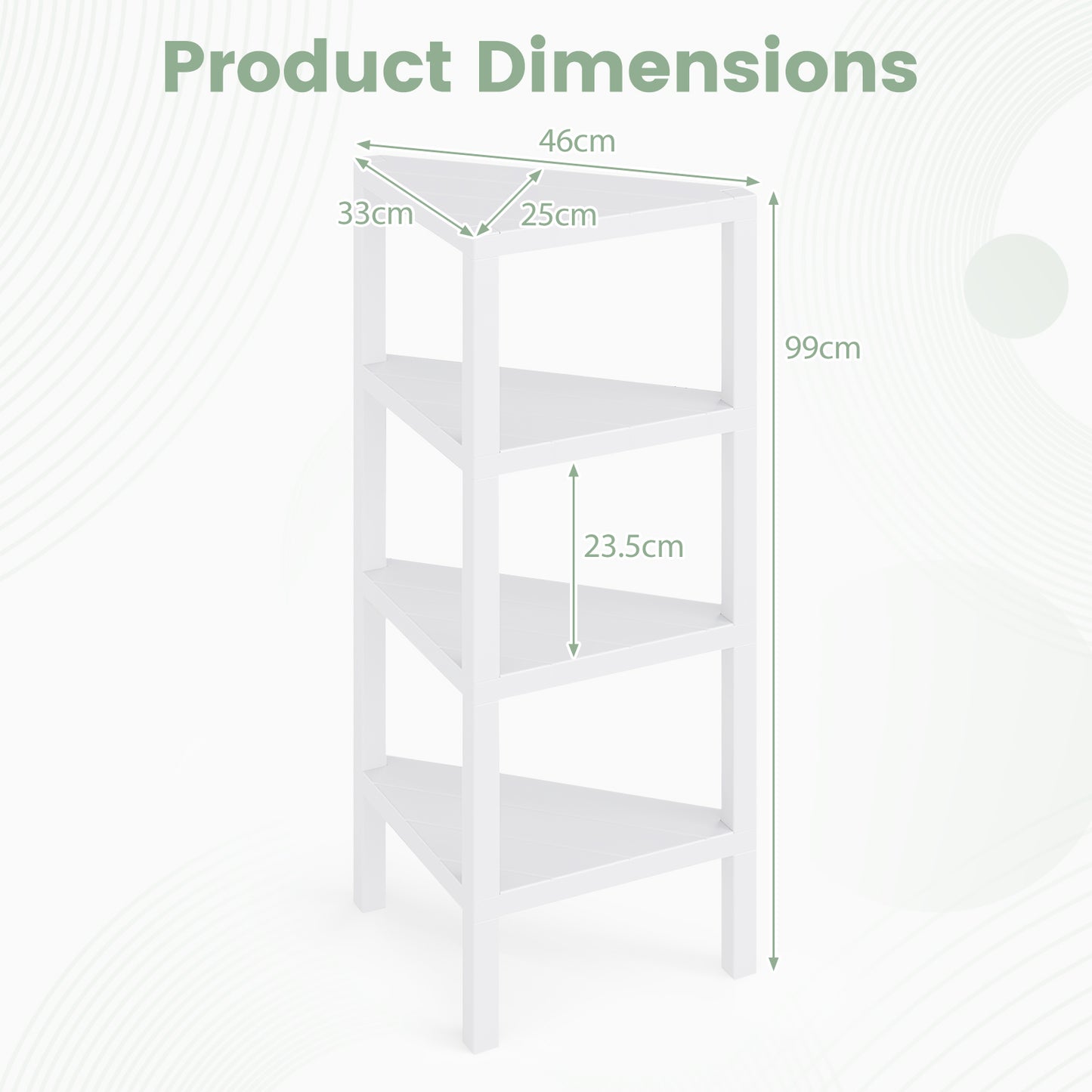 4-Tier Corner Shelf Stand with Open Slatted Shelves-White