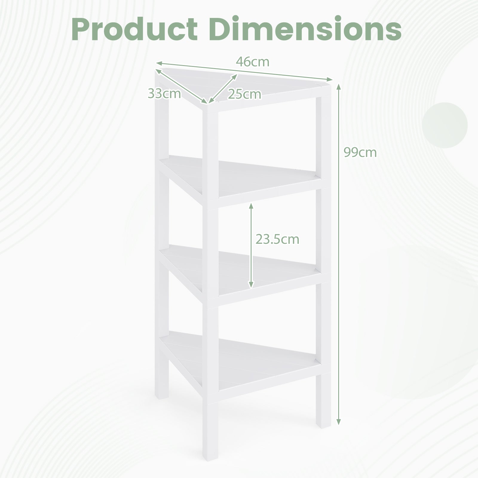 4-Tier Corner Shelf Stand with Open Slatted Shelves-White