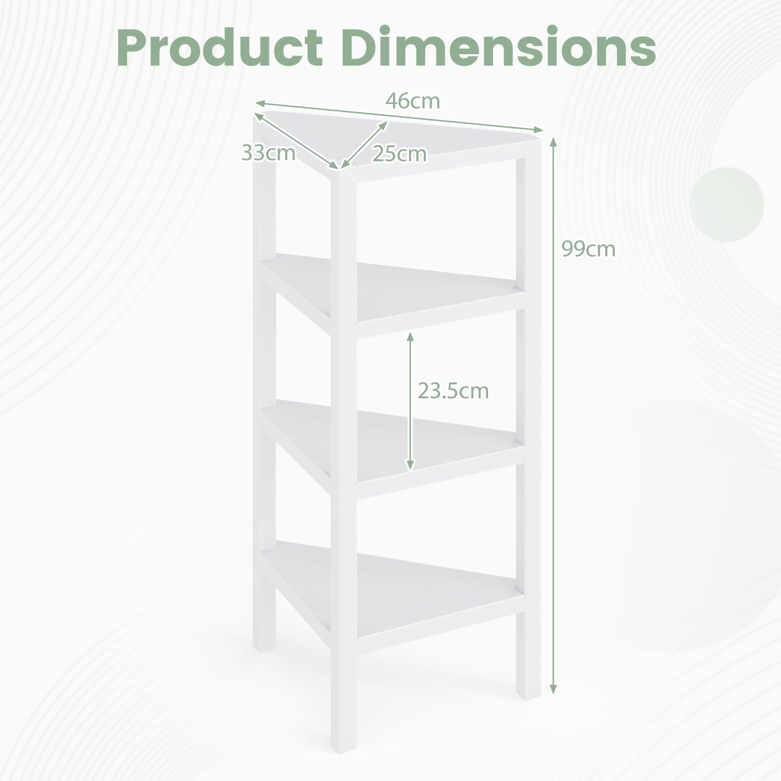 4-Tier Corner Shelf Stand with Open Slatted Shelves-White