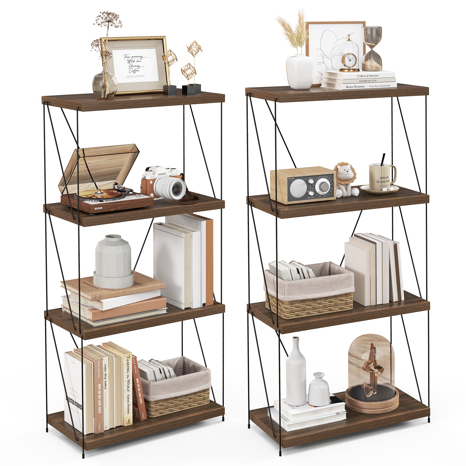 4-Tier Multipurpose Display Rack with Metal Frame