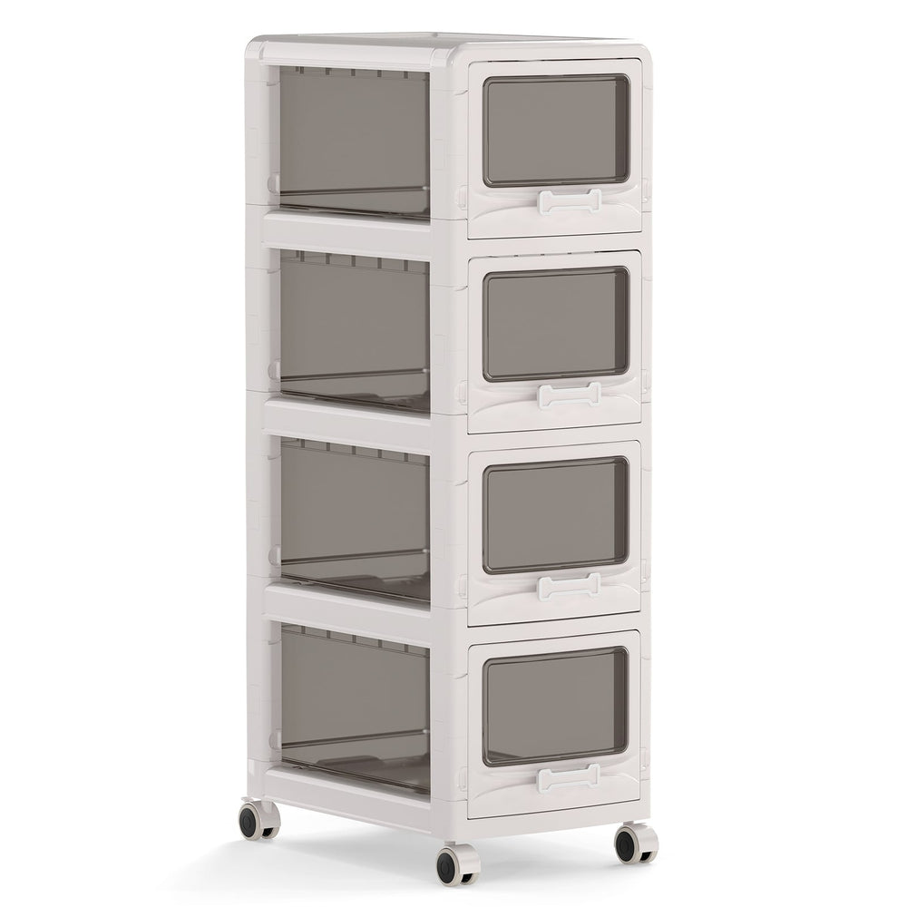 4-Tier Plastic Drawer Storage Organizer Rolling Cart with 4 Drawers