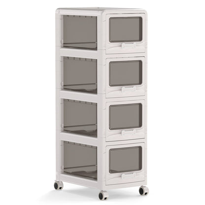4-Tier Plastic Drawer Storage Organizer Rolling Cart with 4 Drawers