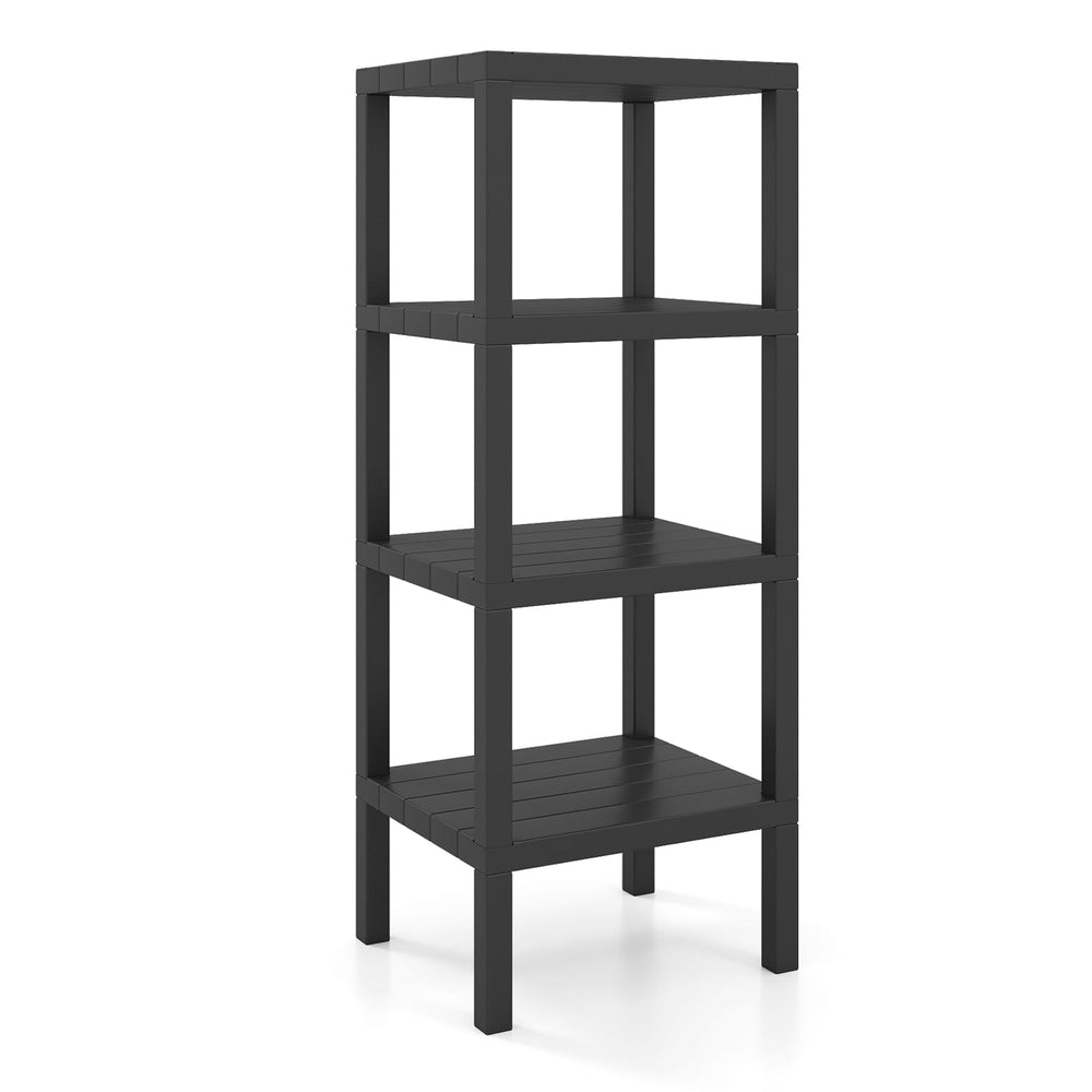 4-Tier Plastic Storage Shelf Freestanding Utility Rack-Black