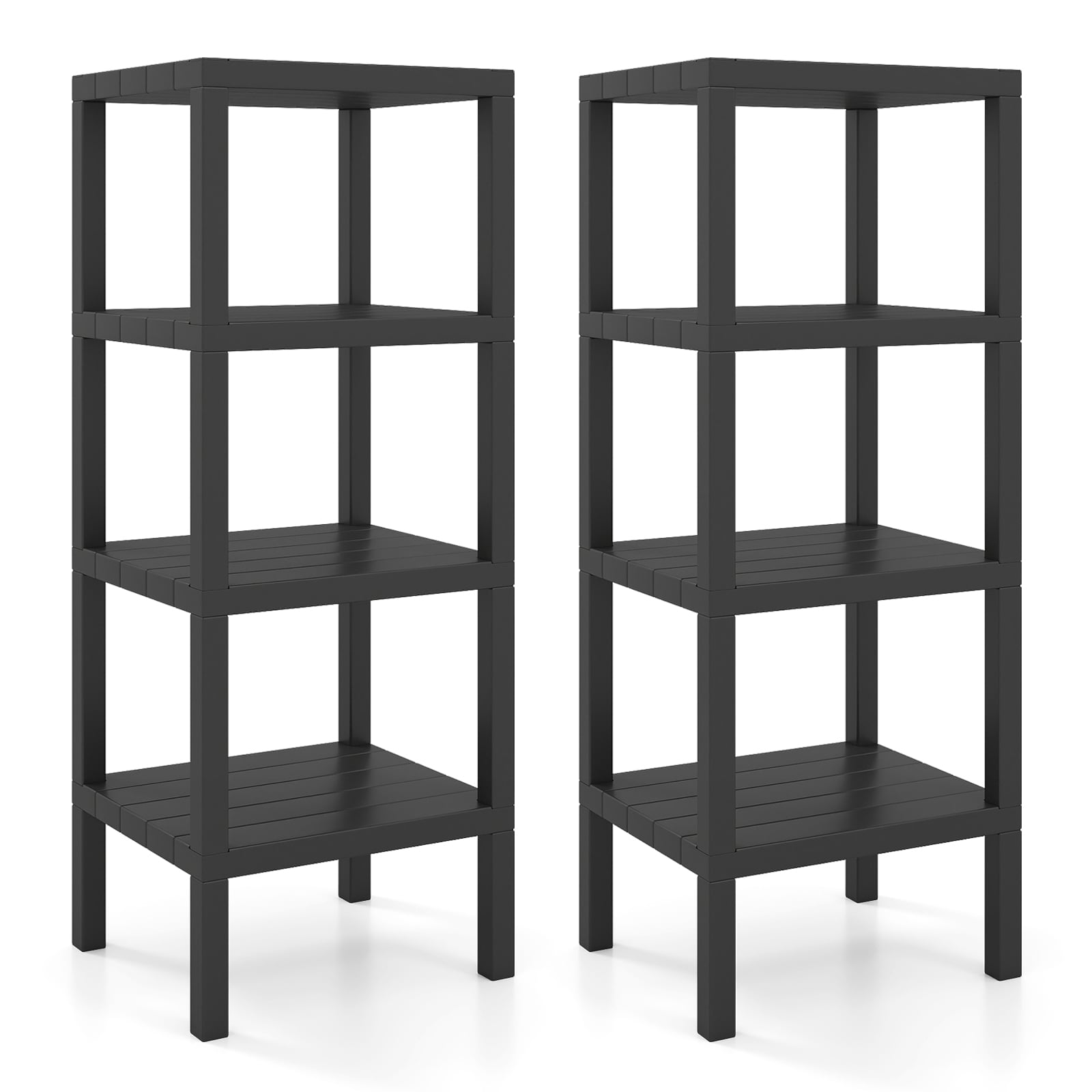 4-Tier Plastic Storage Shelf Freestanding Utility Rack-Black