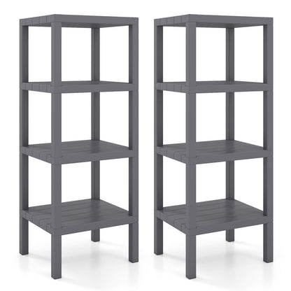 4-Tier Plastic Storage Shelf Freestanding Utility Rack-Grey