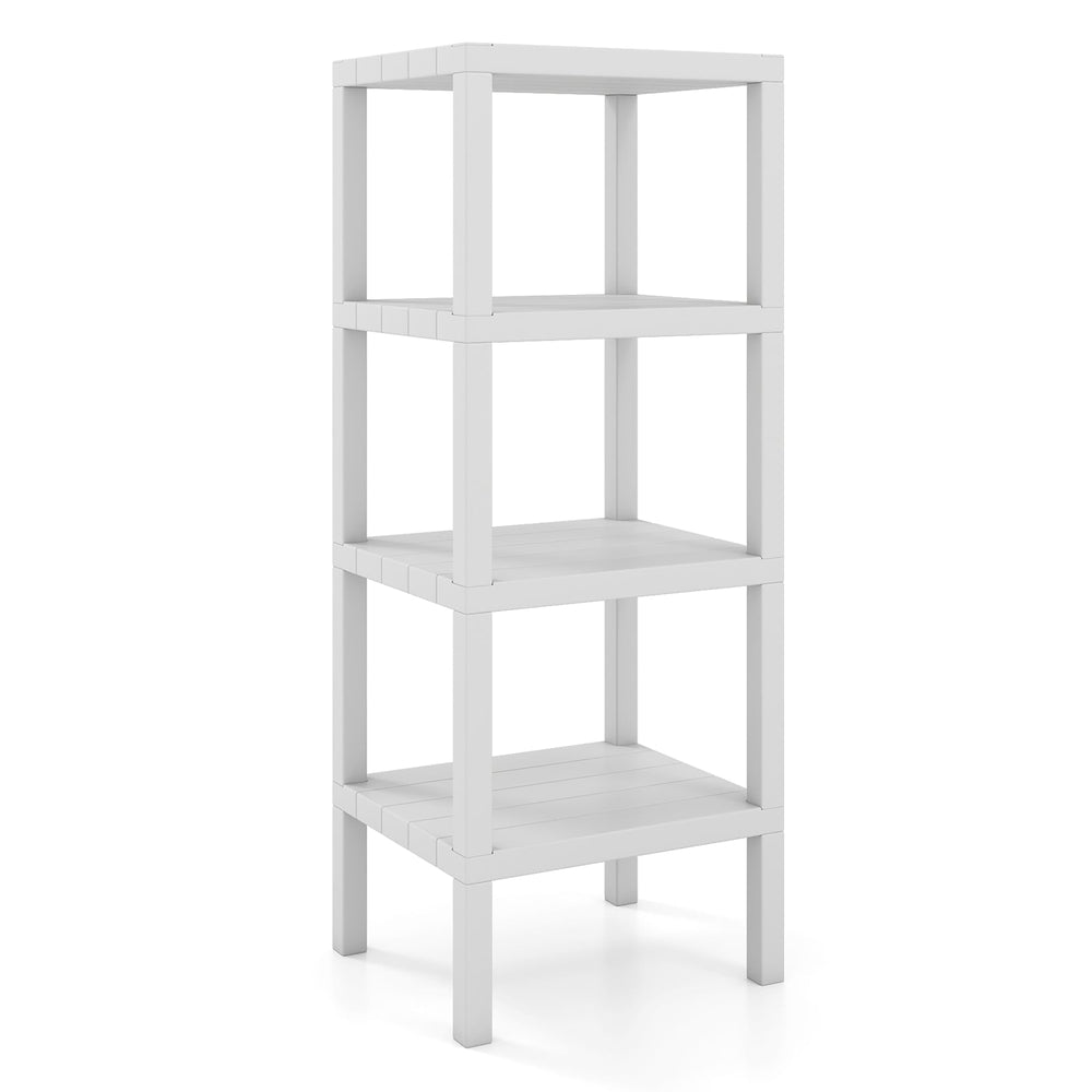 4-Tier Plastic Storage Shelf Freestanding Utility Rack-White