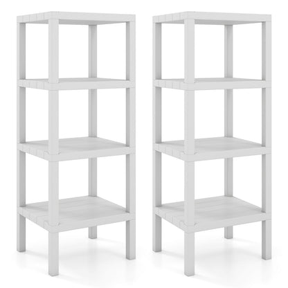 4-Tier Plastic Storage Shelf Freestanding Utility Rack-White