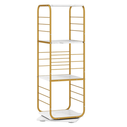 4-Tier Rotating Bookshelf 360° Spinning Bookcase Tower-Golden