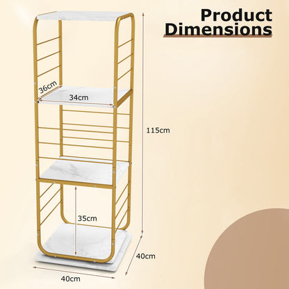 4-Tier Rotating Bookshelf 360° Spinning Bookcase Tower-Golden