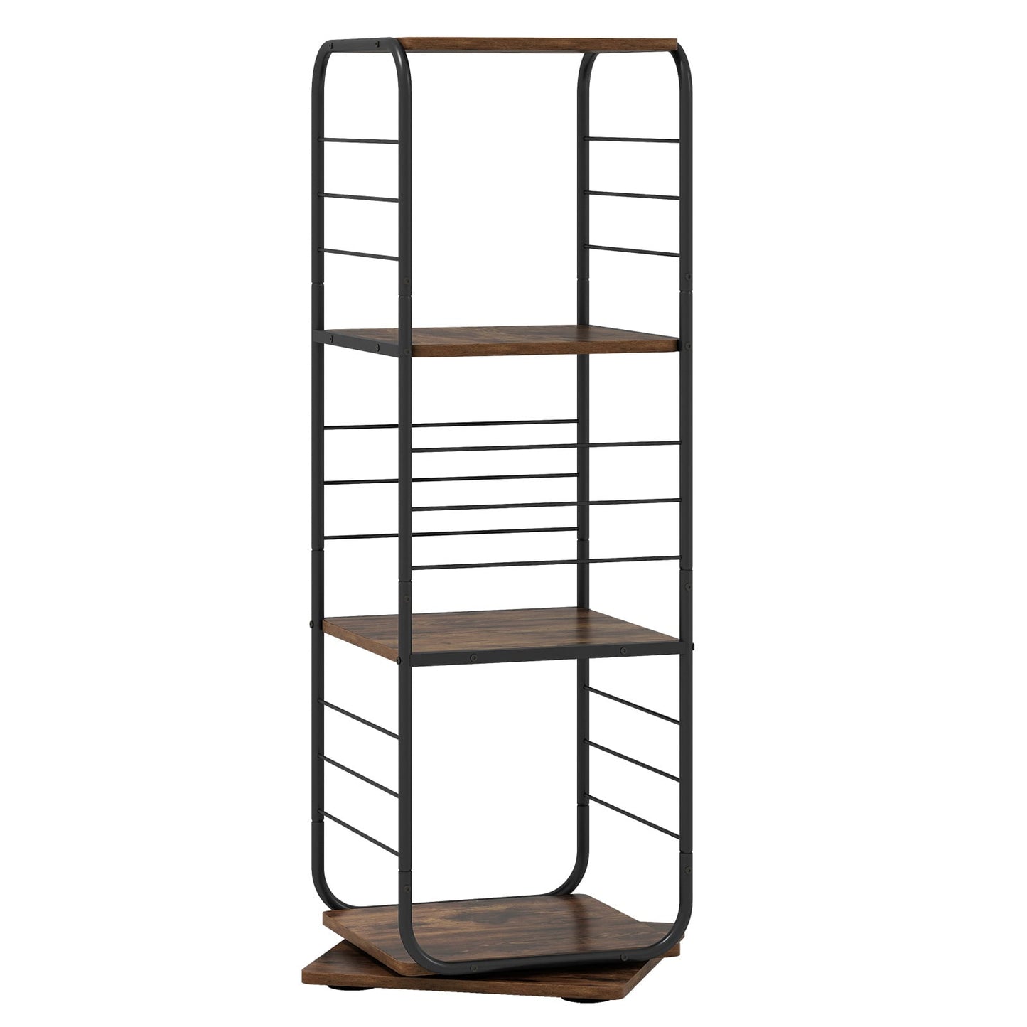 4-Tier Rotating Bookshelf 360° Spinning Bookcase Tower-Rustic Brown
