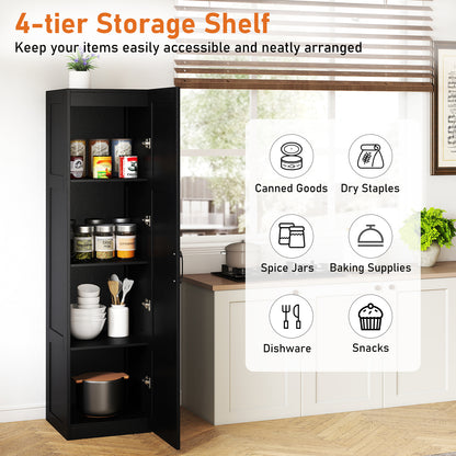 150 cm Tall 4-Tier Freestanding Storage Floor Cabinet-Black