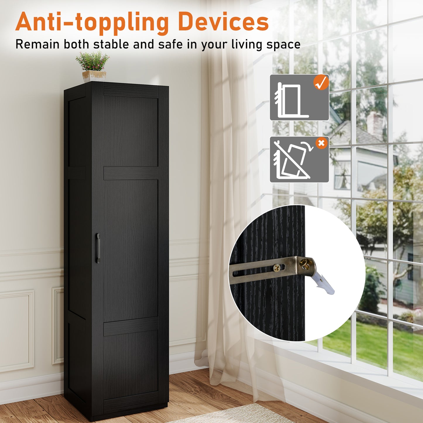 150 cm Tall 4-Tier Freestanding Storage Floor Cabinet-Black