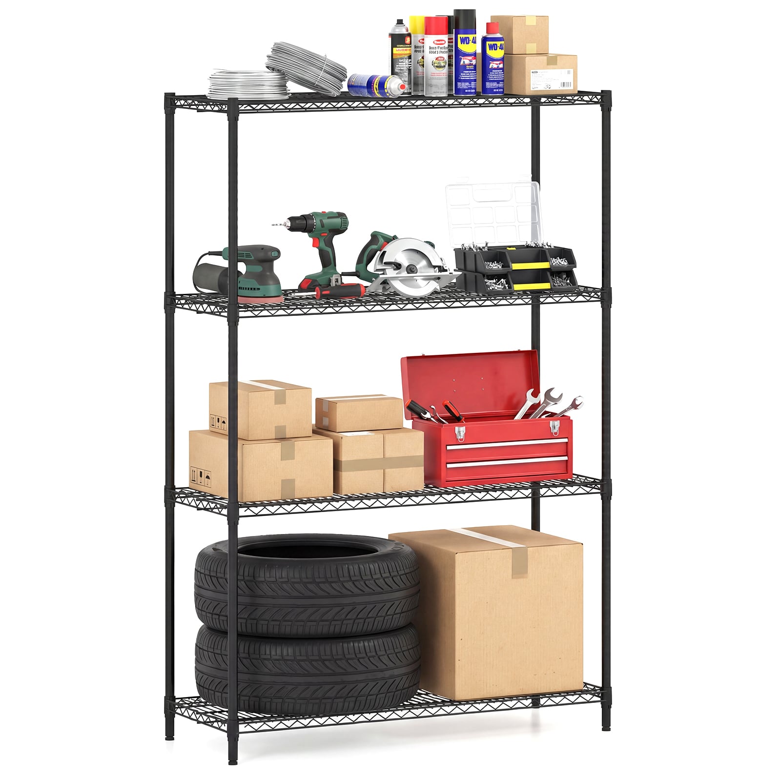 4/5/6-Tier Wire Shelving Unit Adjustable Metal Storage Shelves with V-shaped Shelving Rack-4-Tier